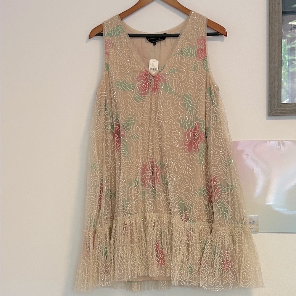 Anthropologie Floral Lace Sleeveless Dress S-P